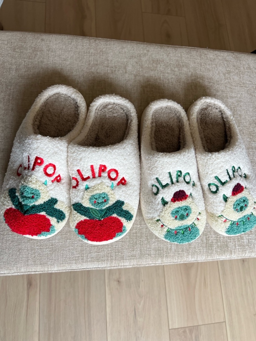Olipop - set of two Cozy Apple and Ginger Ale Yedi Embroidered Slippers